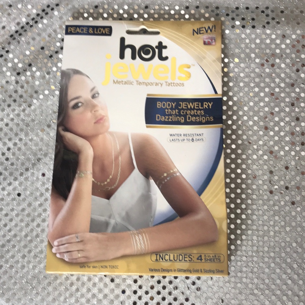 Hot Jewels Metallic Temporary Peace & Love Tatoos